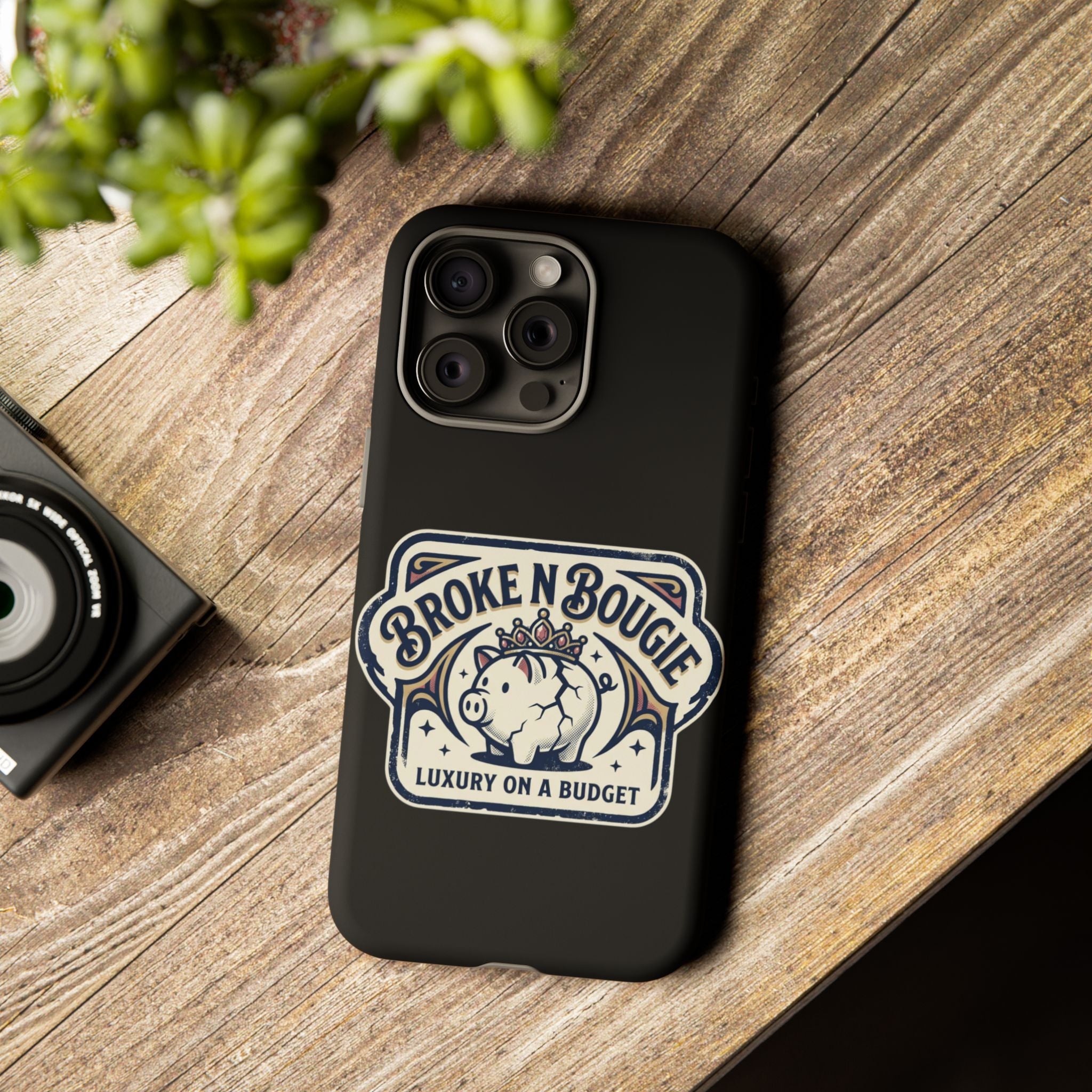 Phone Case — "Broke N Bougie: Luxury on a Budget" Cute Pig Design
