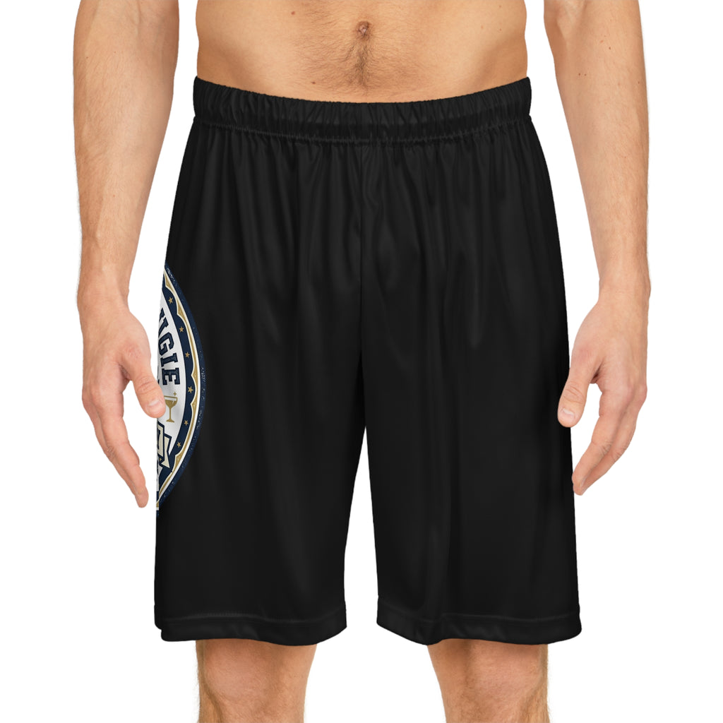 Broke & Bougie University Basketball Shorts — Black AOP Athletic Shorts