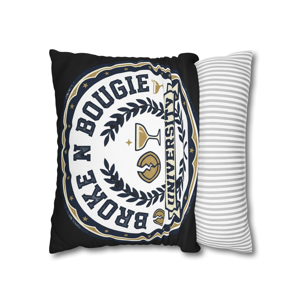 Broken Bougie University Pillowcase — Funny College-Themed Decorative Throw Pillow