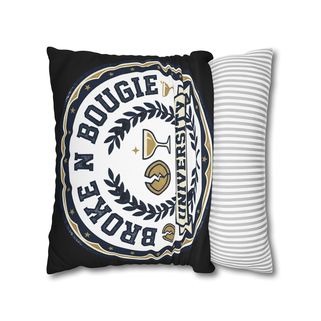 Broken Bougie University Pillowcase — Funny College-Themed Decorative Throw Pillow