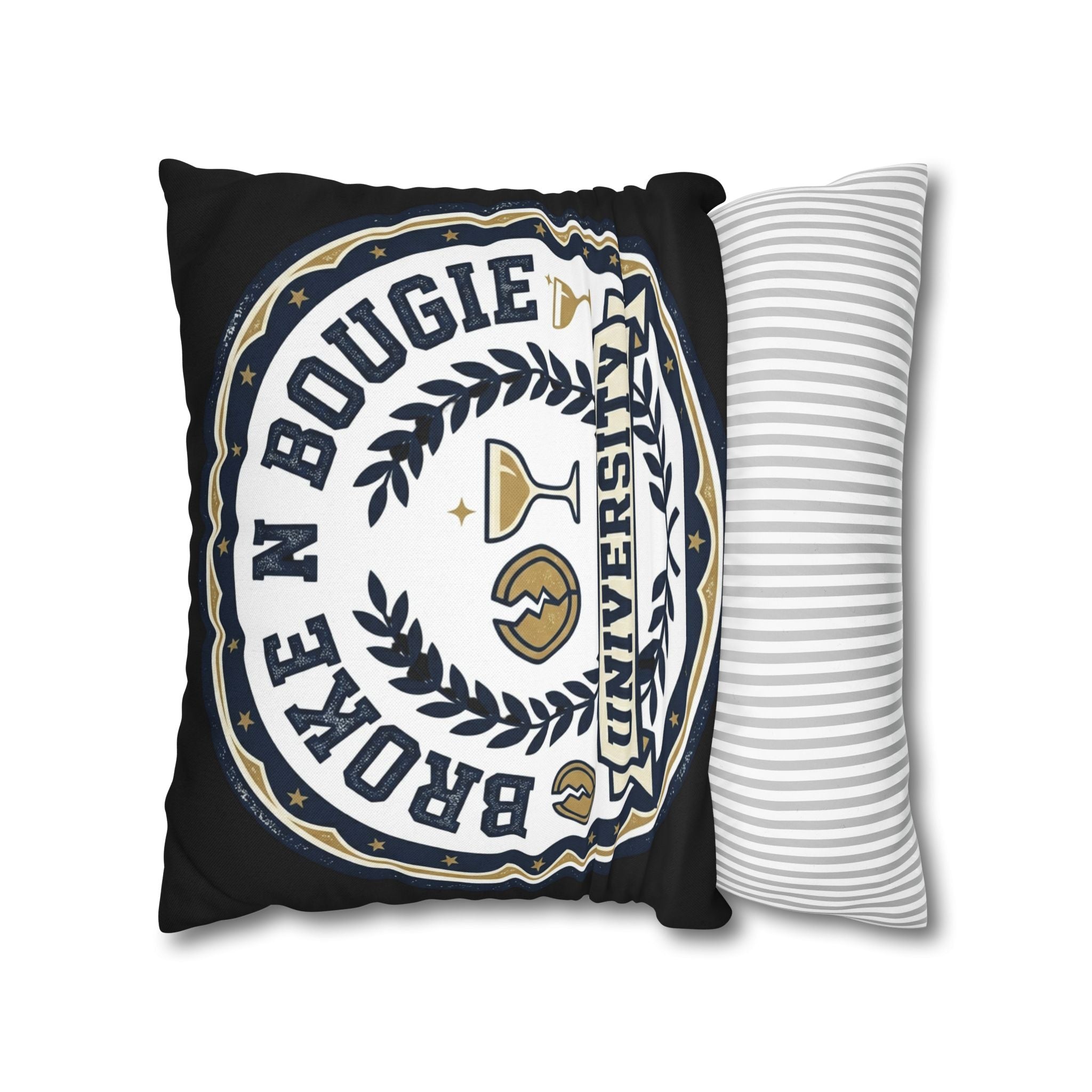 Broken Bougie University Pillowcase — Funny College-Themed Decorative Throw Pillow