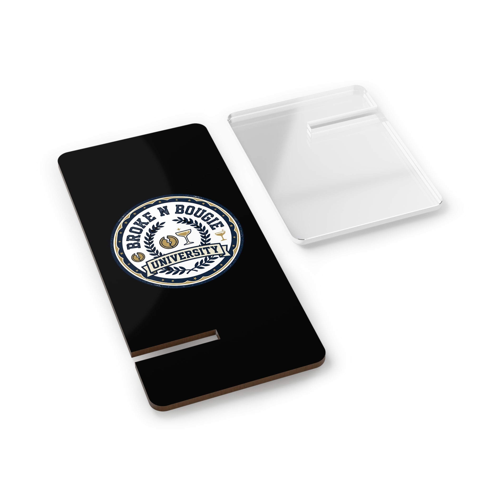 Broke N Bougie University Phone Stand – Acrylic Mobile Display Dock