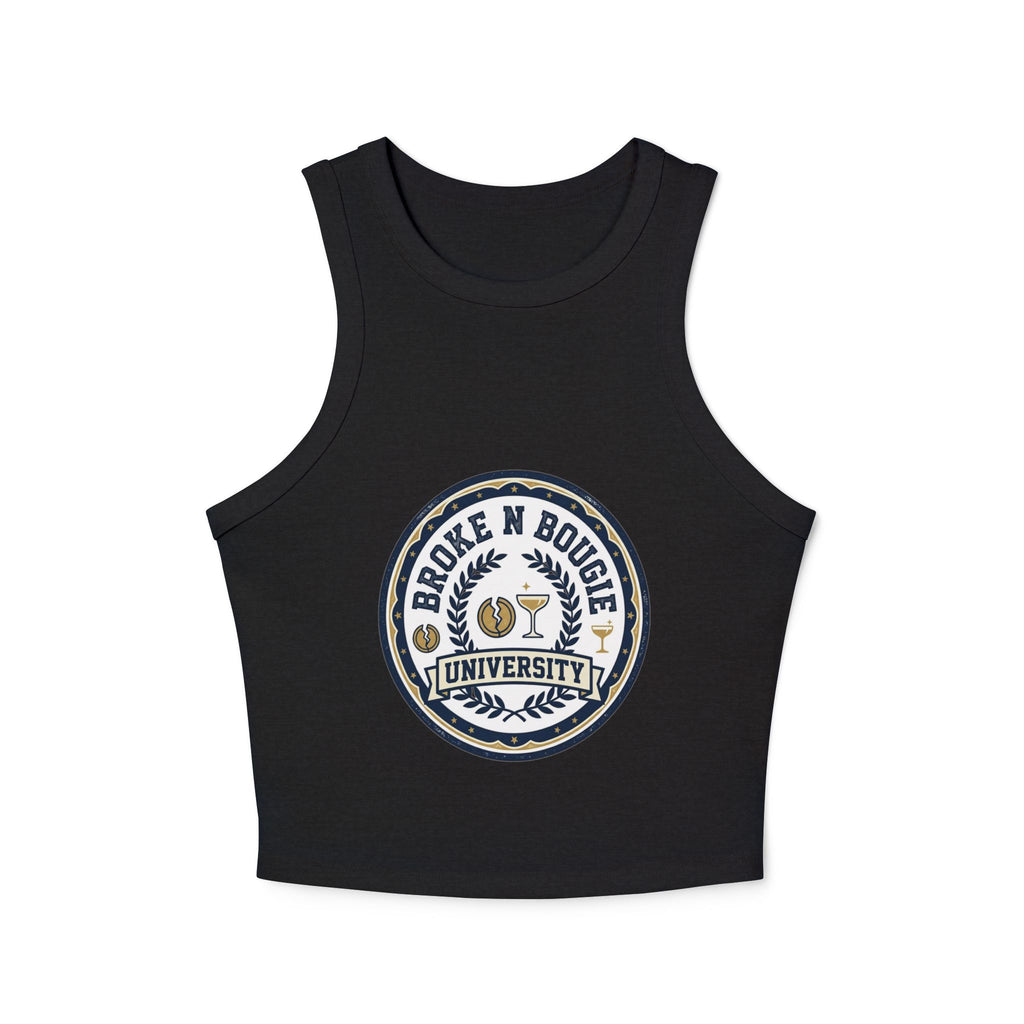 Broken N Bougie University Racer Tank Top — Women's Cropped Graphic Tank