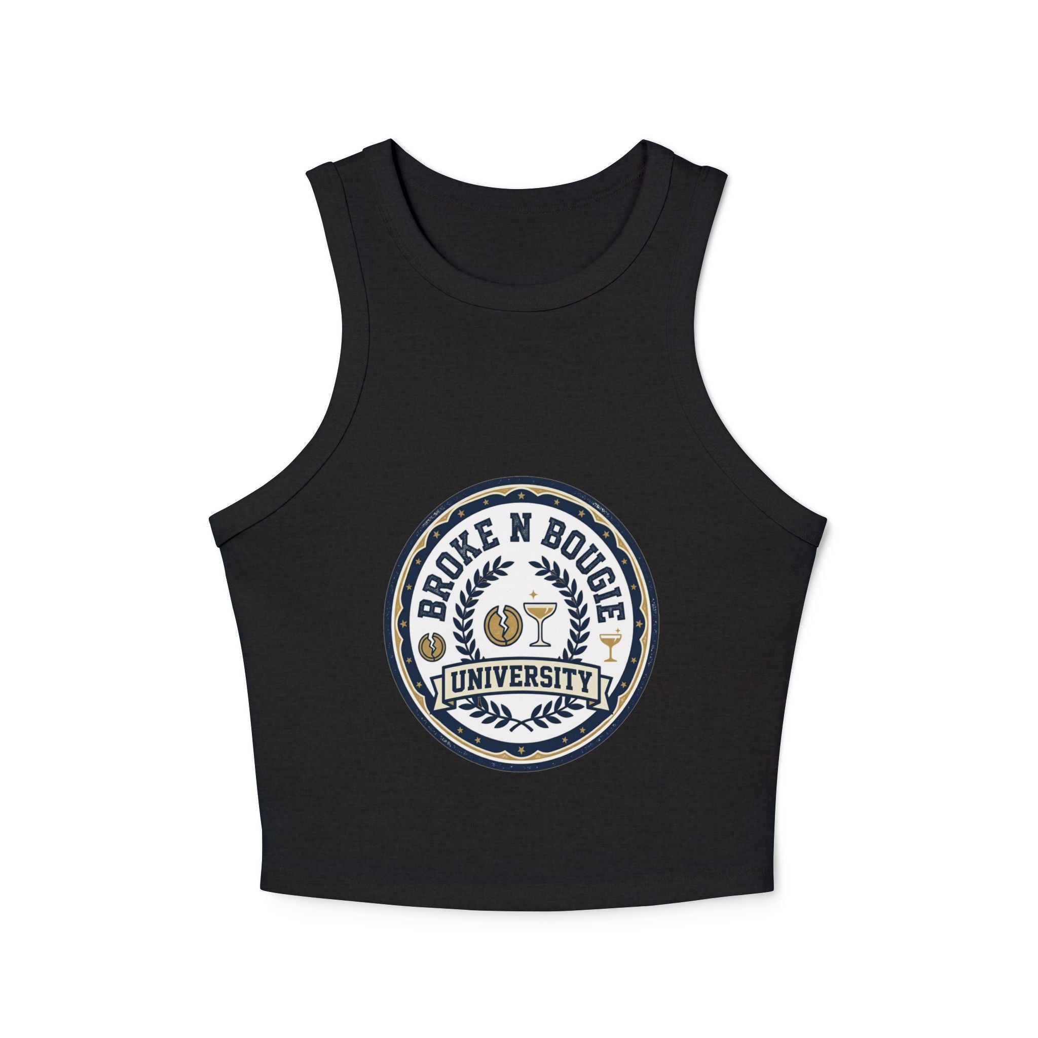 Broken N Bougie University Racer Tank Top — Women's Cropped Graphic Tank
