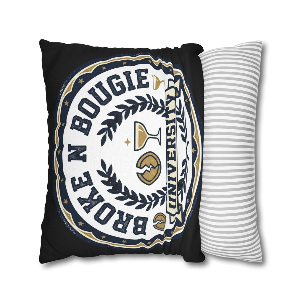Broken Bougie University Pillowcase — Funny College-Themed Decorative Throw Pillow