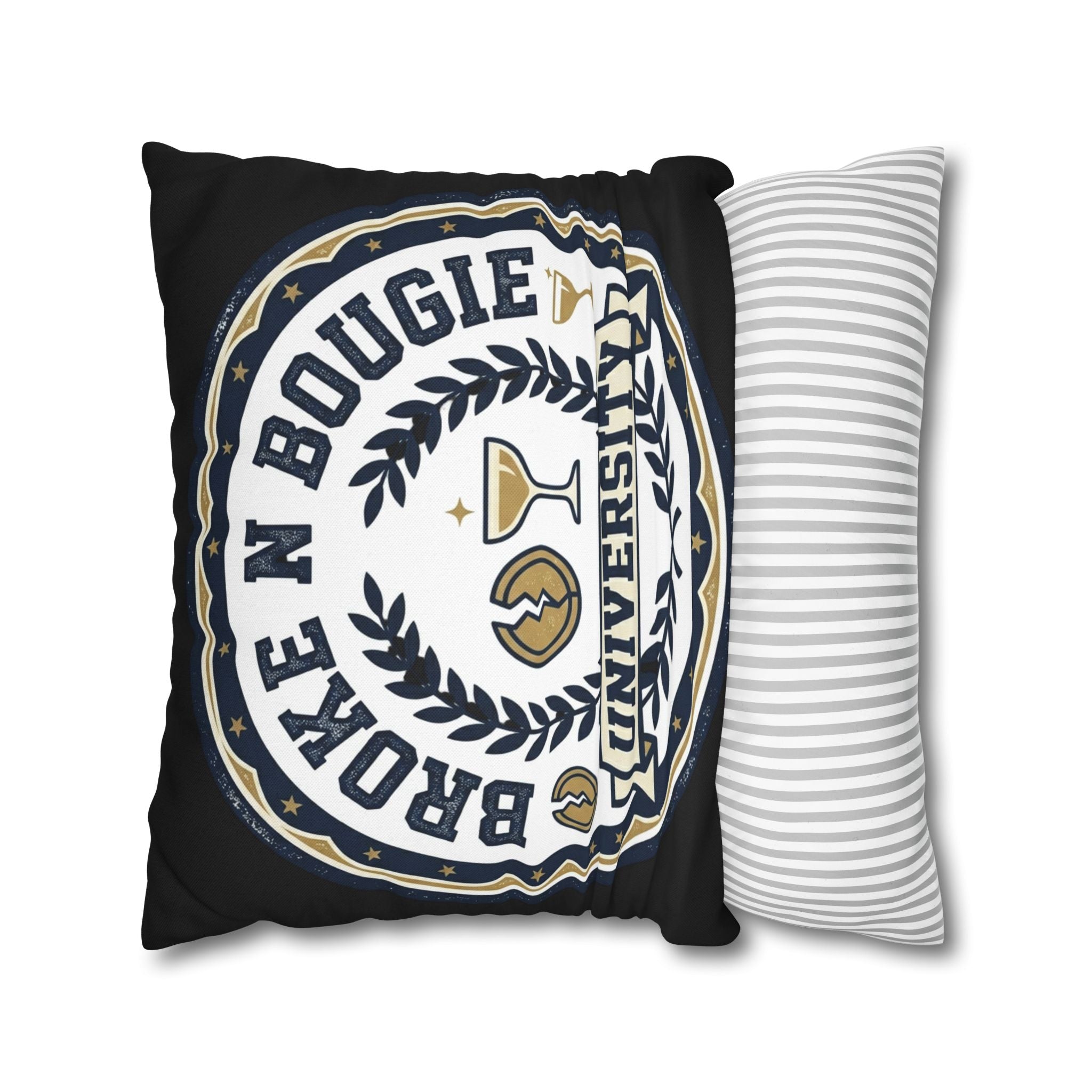Broken Bougie University Pillowcase — Funny College-Themed Decorative Throw Pillow