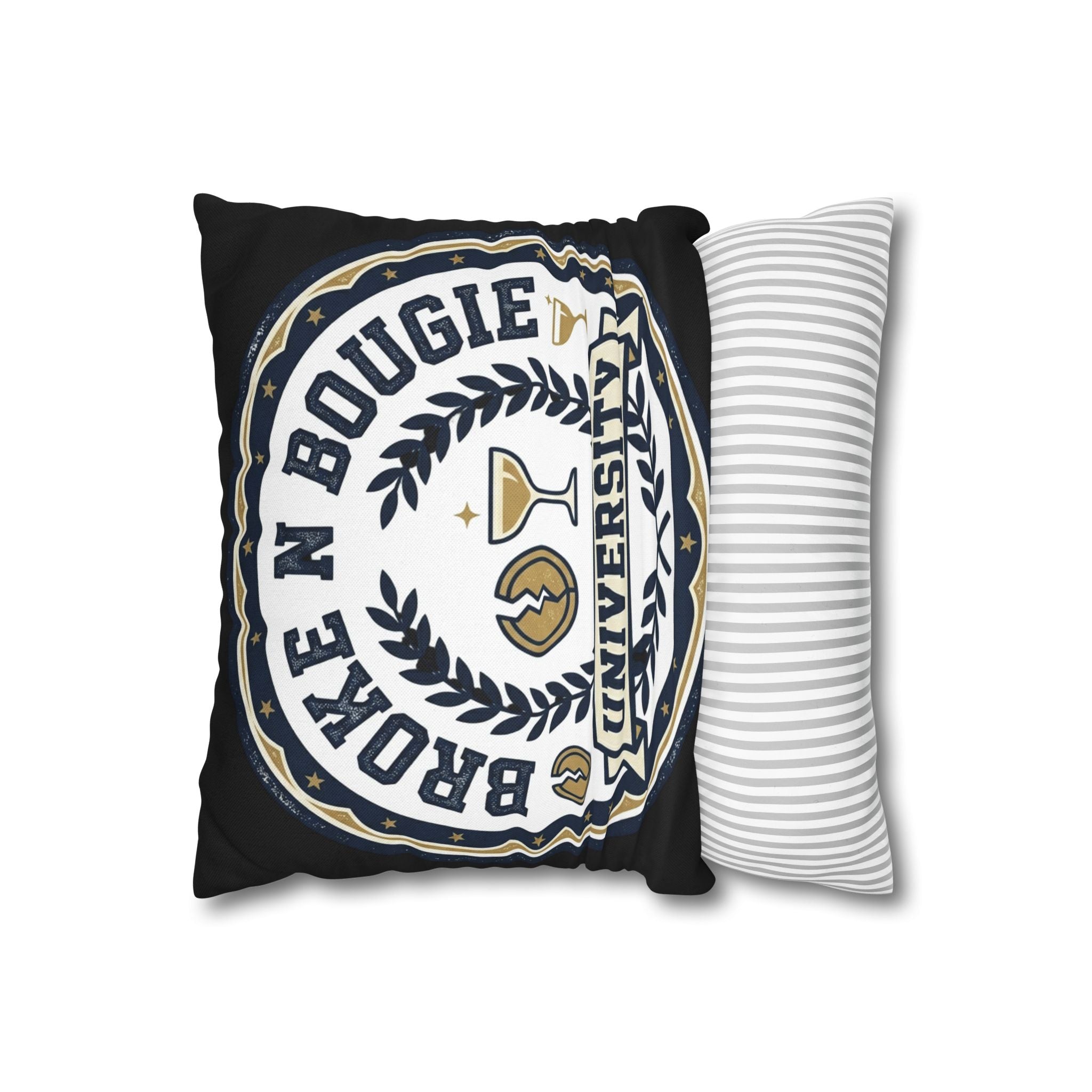 Broken Bougie University Pillowcase — Funny College-Themed Decorative Throw Pillow